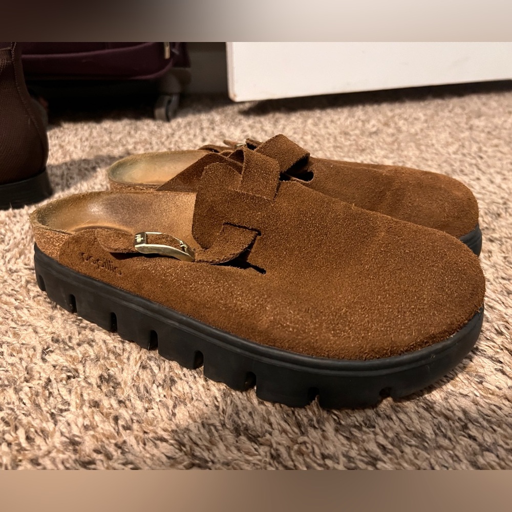 Birkenstock Papadillo Boston Chunky Platform Clogs - Dark Tea/Brown size 9-9.5